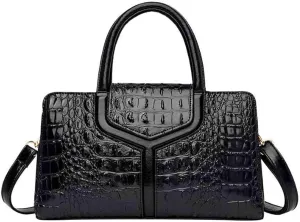 Women Elegant Purses and Handbags Crocodile Pattern Top Handle Satchel PU Leather Crossbody Shoulder Bags