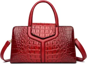 Women Elegant Purses and Handbags Crocodile Pattern Top Handle Satchel PU Leather Crossbody Shoulder Bags
