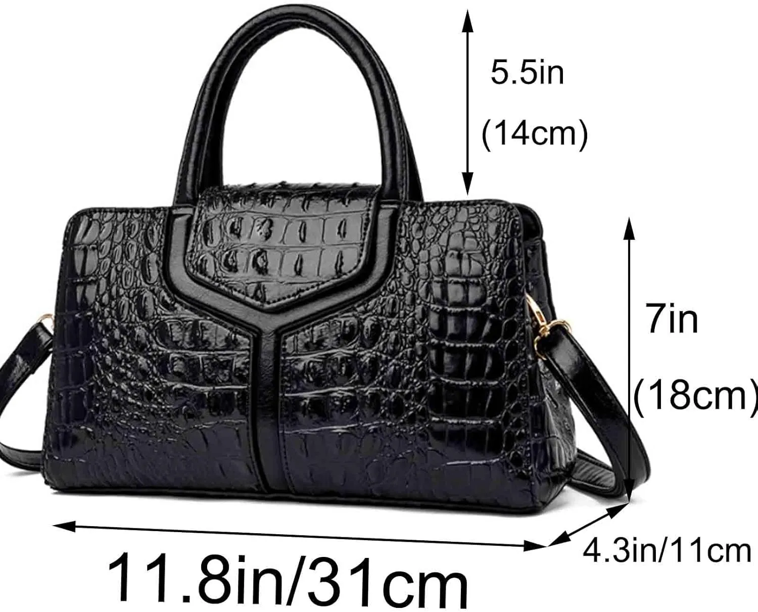Women Elegant Purses and Handbags Crocodile Pattern Top Handle Satchel PU Leather Crossbody Shoulder Bags