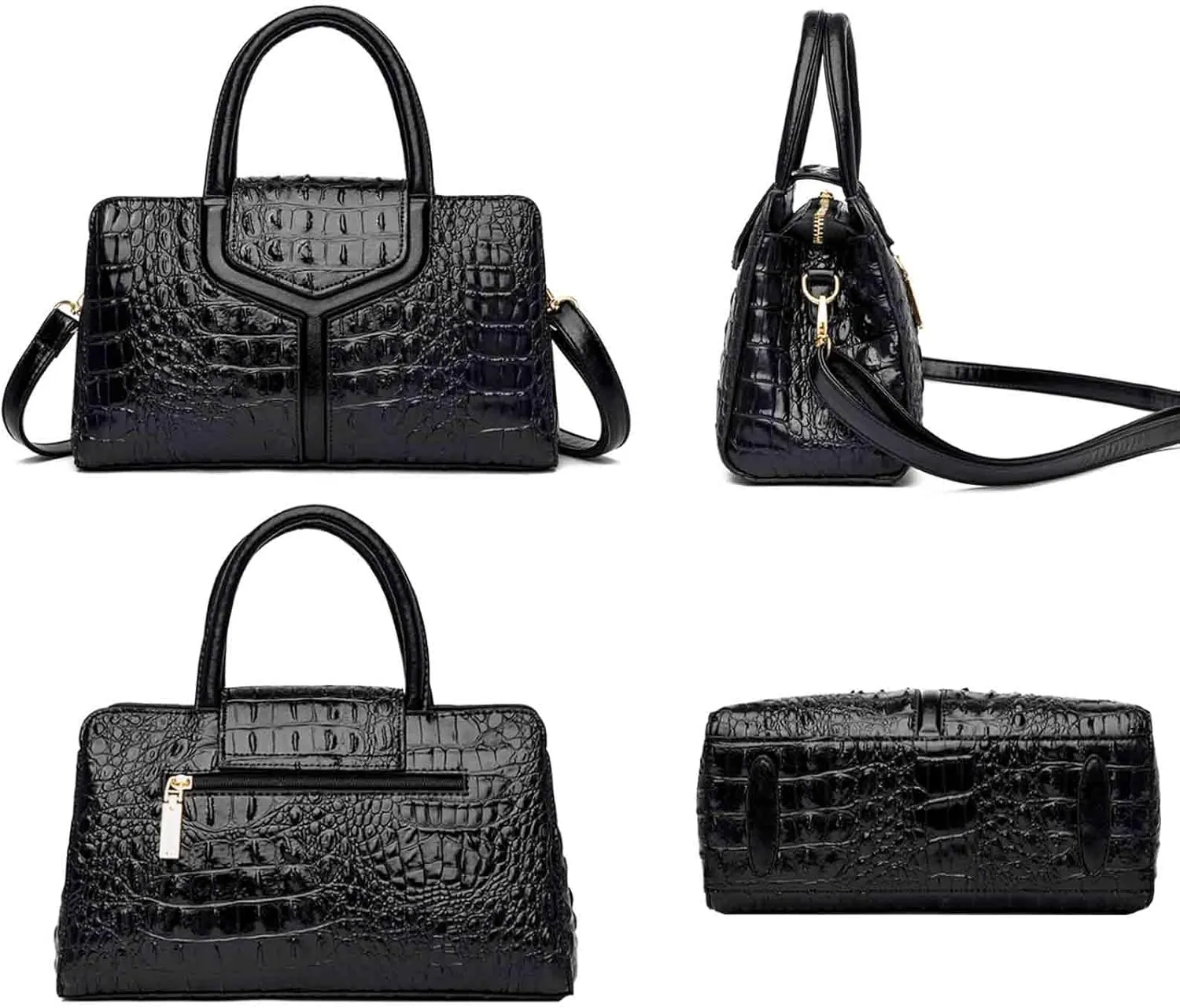 Women Elegant Purses and Handbags Crocodile Pattern Top Handle Satchel PU Leather Crossbody Shoulder Bags