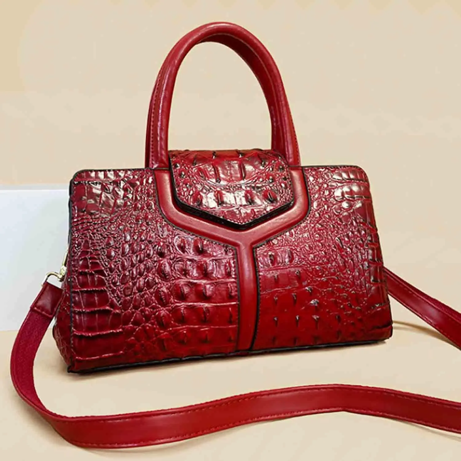Women Elegant Purses and Handbags Crocodile Pattern Top Handle Satchel PU Leather Crossbody Shoulder Bags