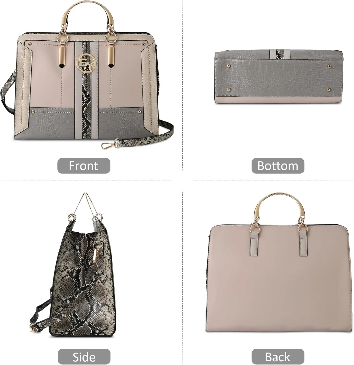 Women Fashion Handbags Color Block Ladies Shoulder Bag Casual