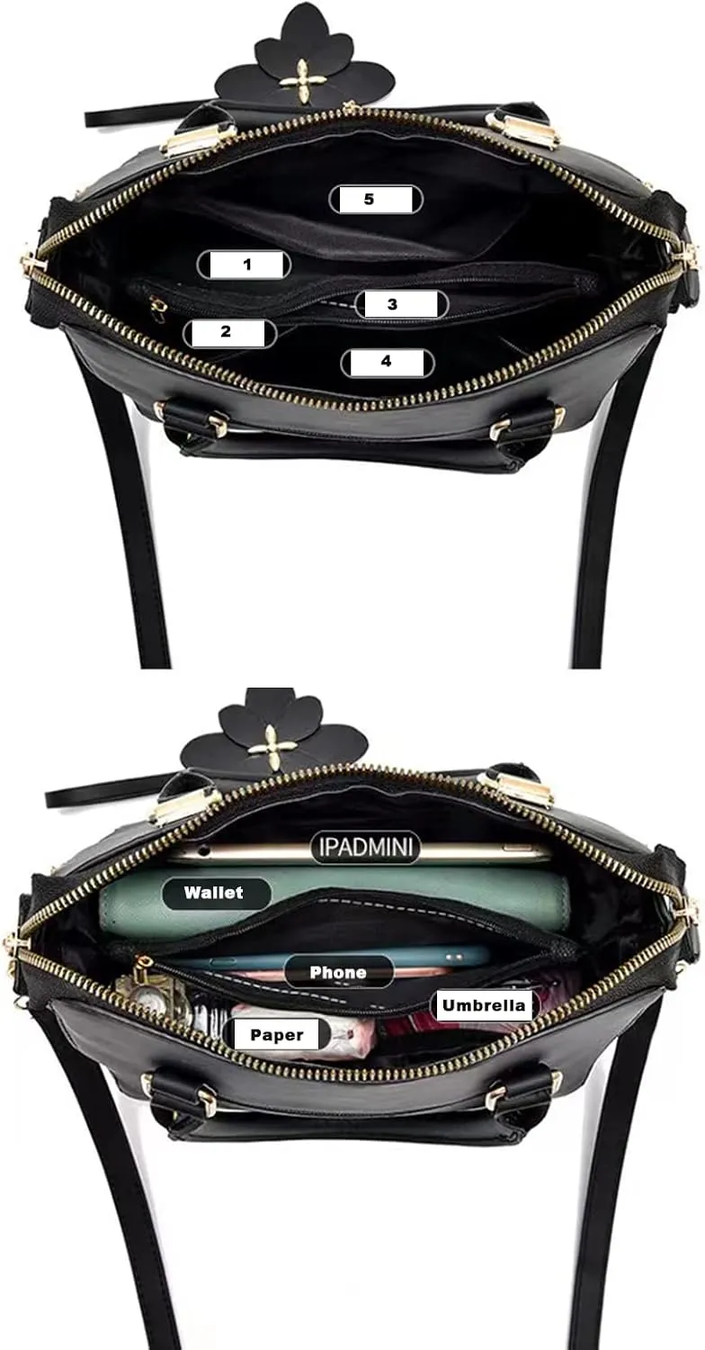 Women Handbags Fashion Embroidery Flower Handbag Crossbody Shoulder Bag with Adjustable Shoulder Strap