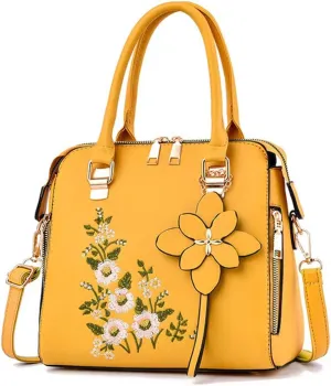 Women Handbags Fashion Embroidery Flower Handbag Crossbody Shoulder Bag with Adjustable Shoulder Strap