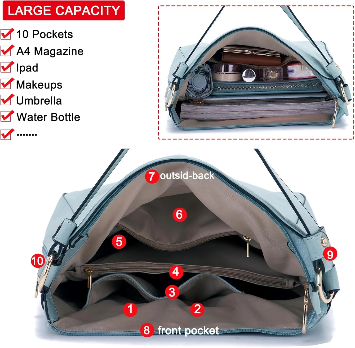 Women Large Crossbody Bags Ladies Satchel Shoulder Handbags Purse and Wallet Set for Women Totes Hobo Purses