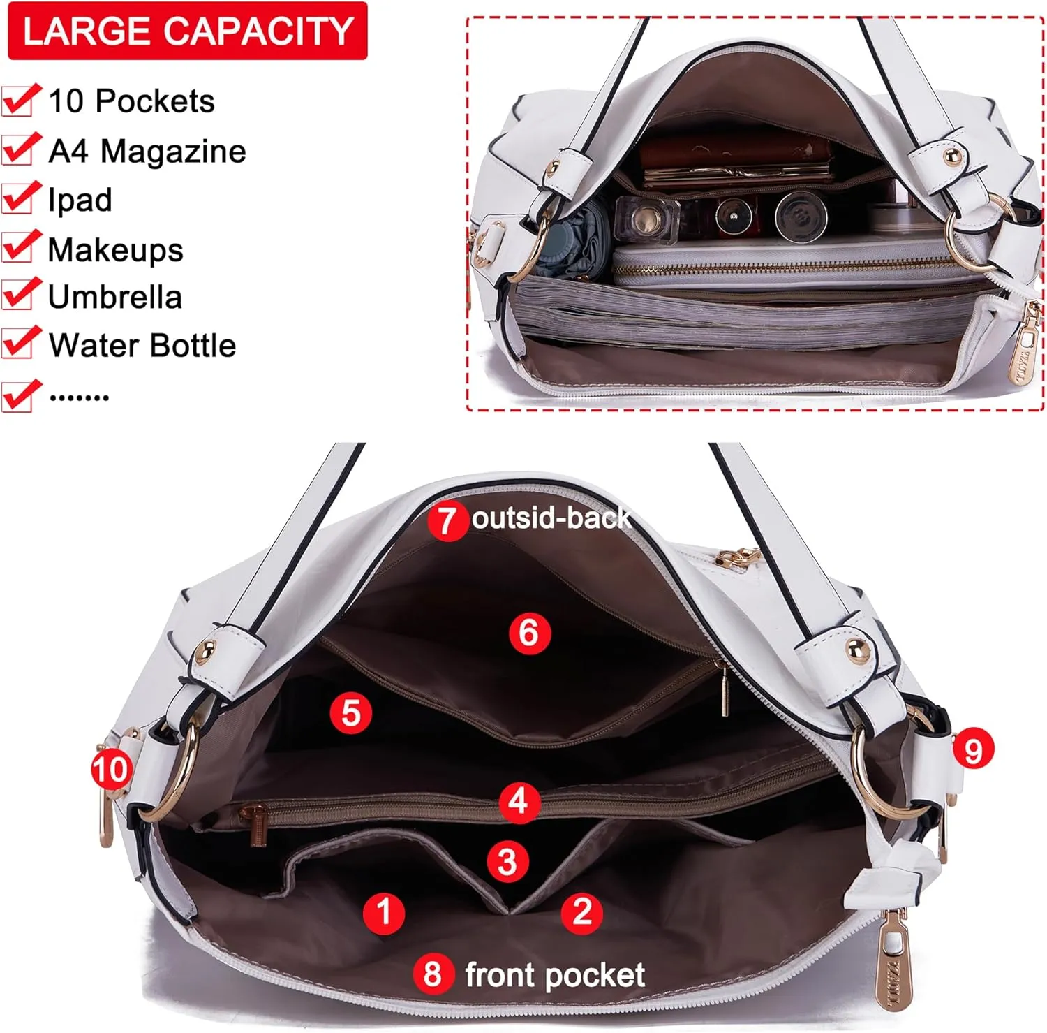 Women Large Crossbody Bags Ladies Satchel Shoulder Handbags Purse and Wallet Set for Women Totes Hobo Purses