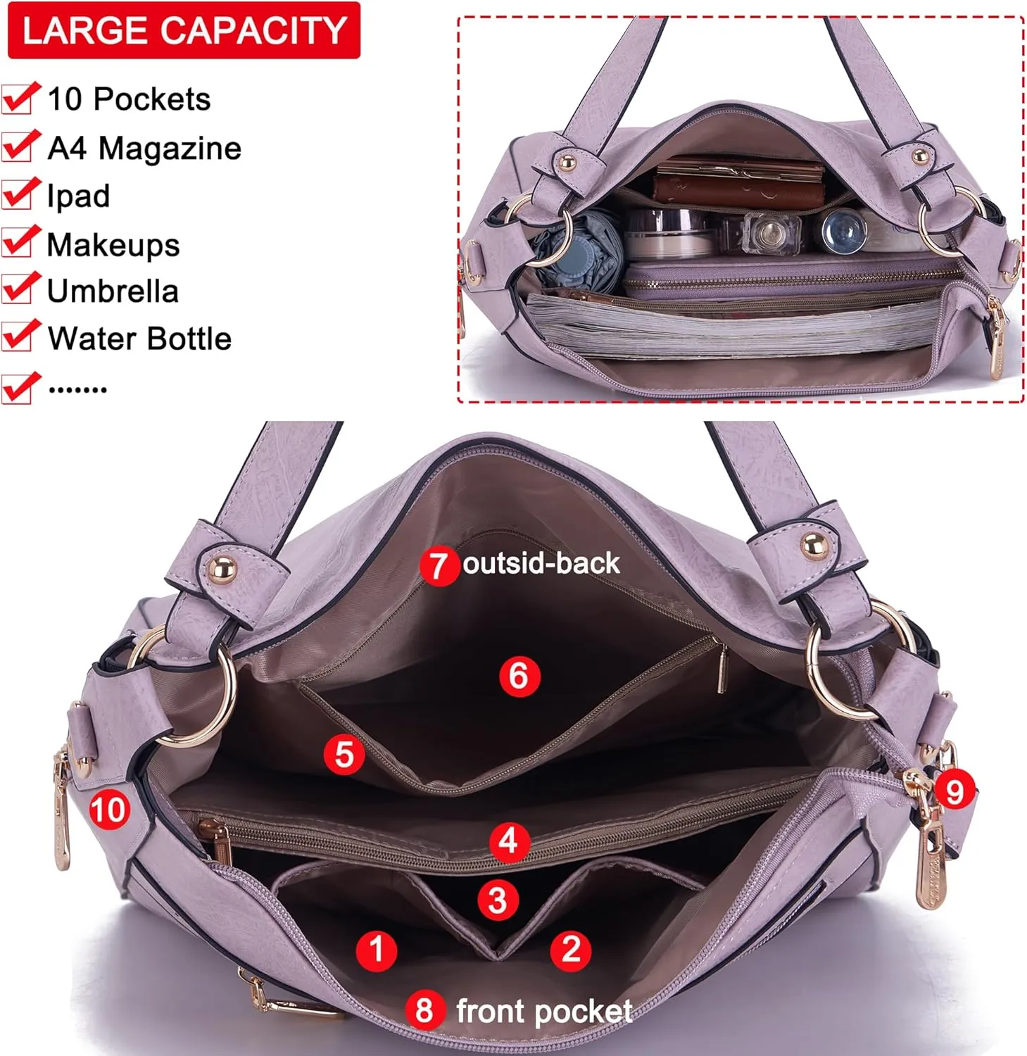 Women Large Crossbody Bags Ladies Satchel Shoulder Handbags Purse and Wallet Set for Women Totes Hobo Purses