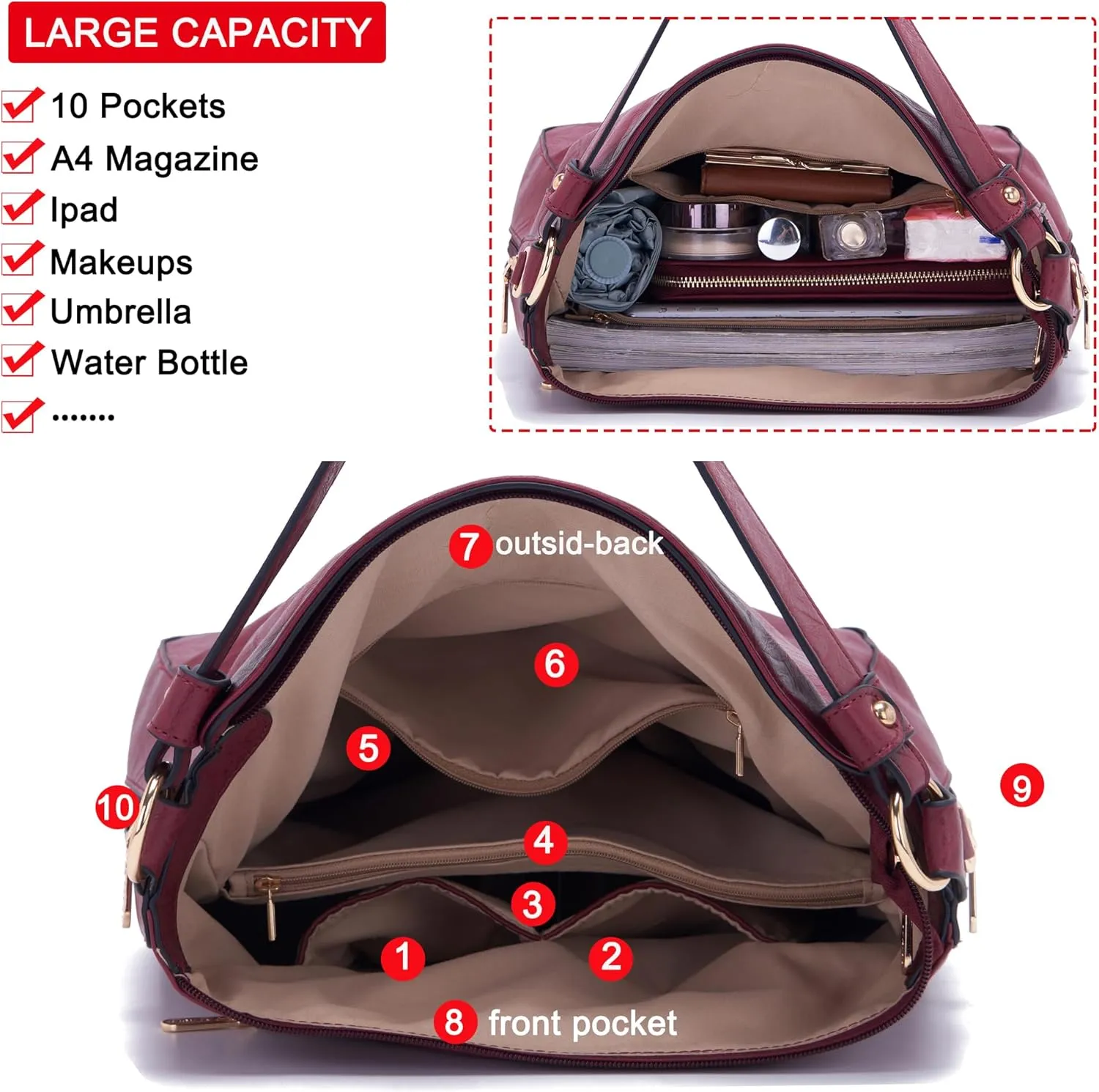Women Large Crossbody Bags Ladies Satchel Shoulder Handbags Purse and Wallet Set for Women Totes Hobo Purses