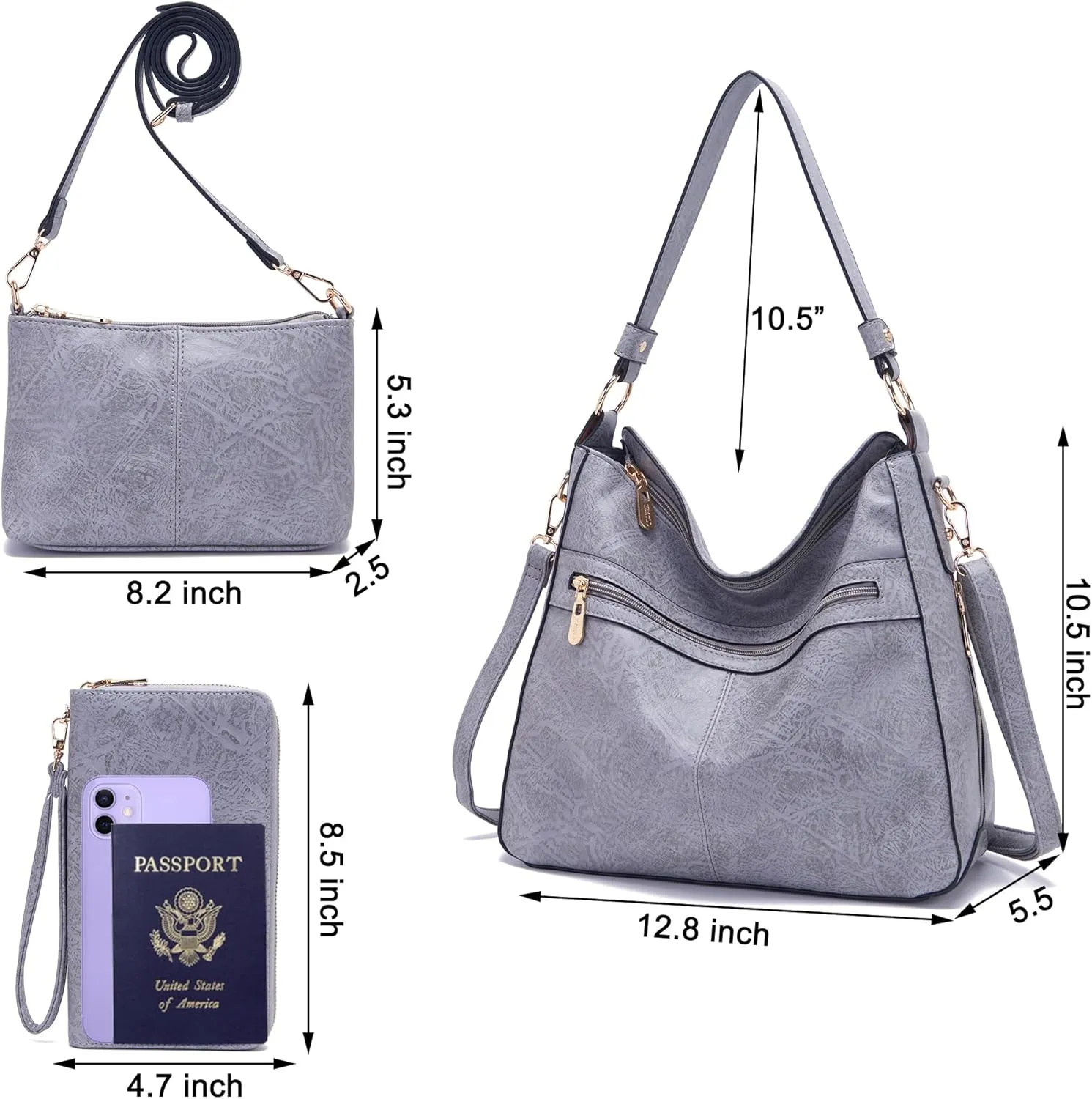 Women Large Crossbody Bags Ladies Satchel Shoulder Handbags Purse and Wallet Set for Women Totes Hobo Purses