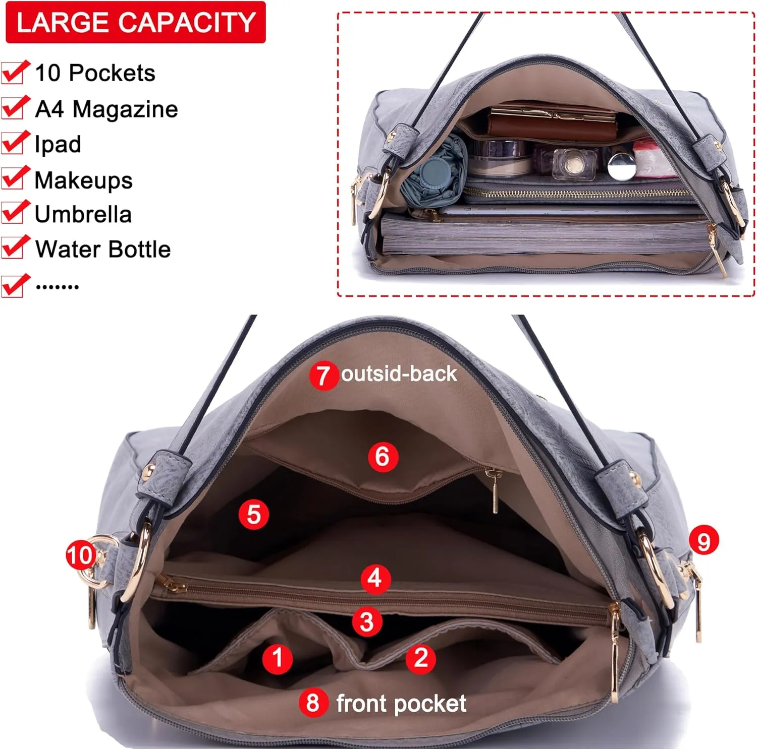 Women Large Crossbody Bags Ladies Satchel Shoulder Handbags Purse and Wallet Set for Women Totes Hobo Purses