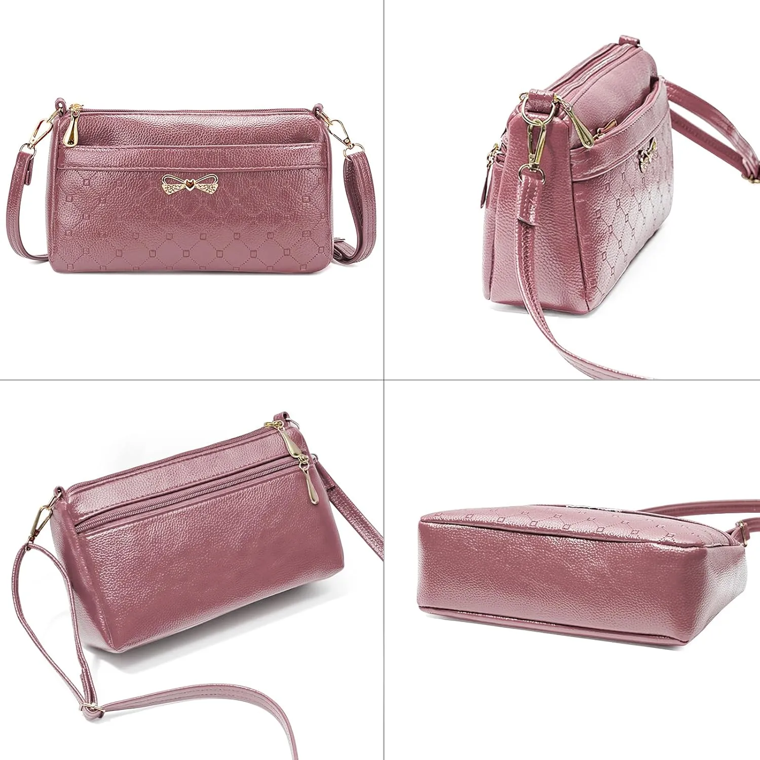 Women Small Handbags Square Leather Crossbody Bags Multi Pocket Shoulder Bag Ladies Elegant Change Purse
