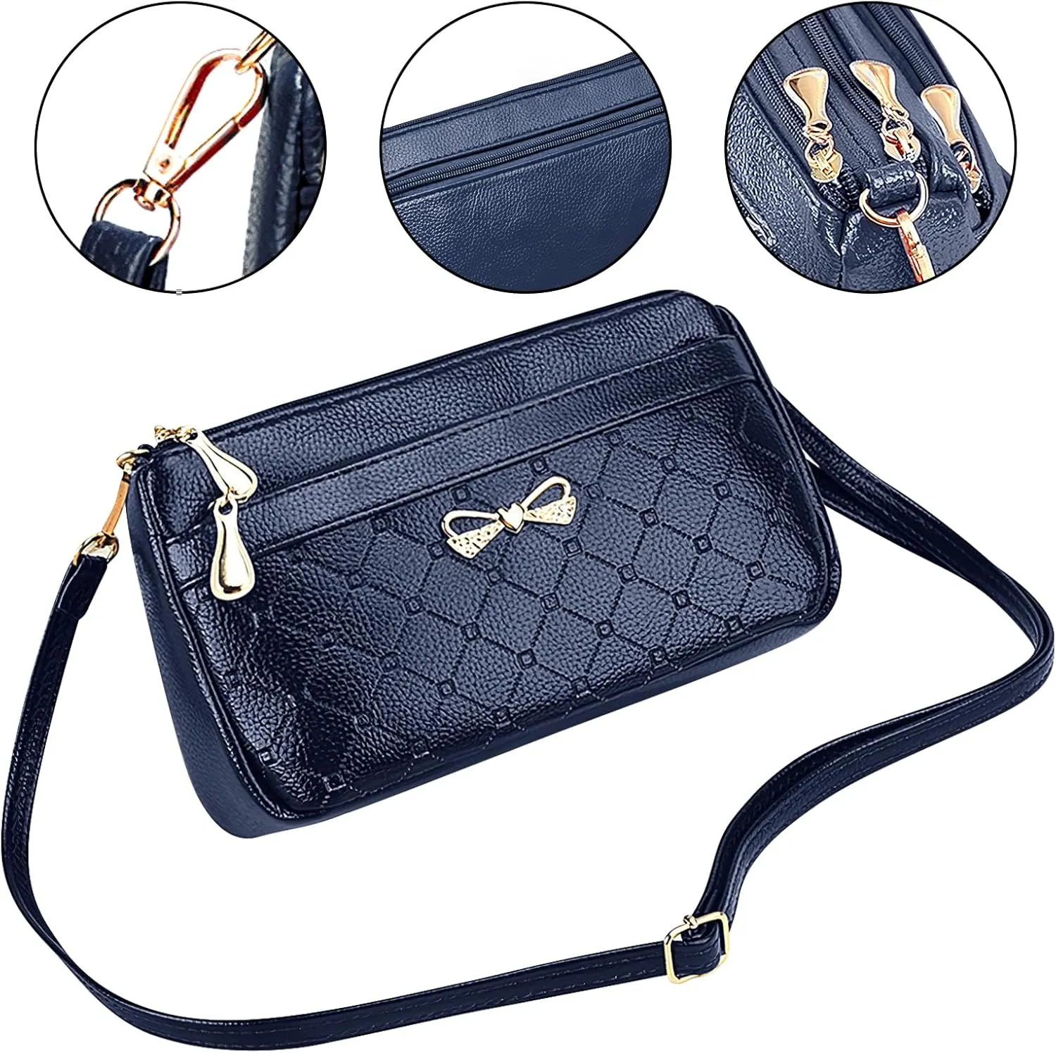 Women Small Handbags Square Leather Crossbody Bags Multi Pocket Shoulder Bag Ladies Elegant Change Purse