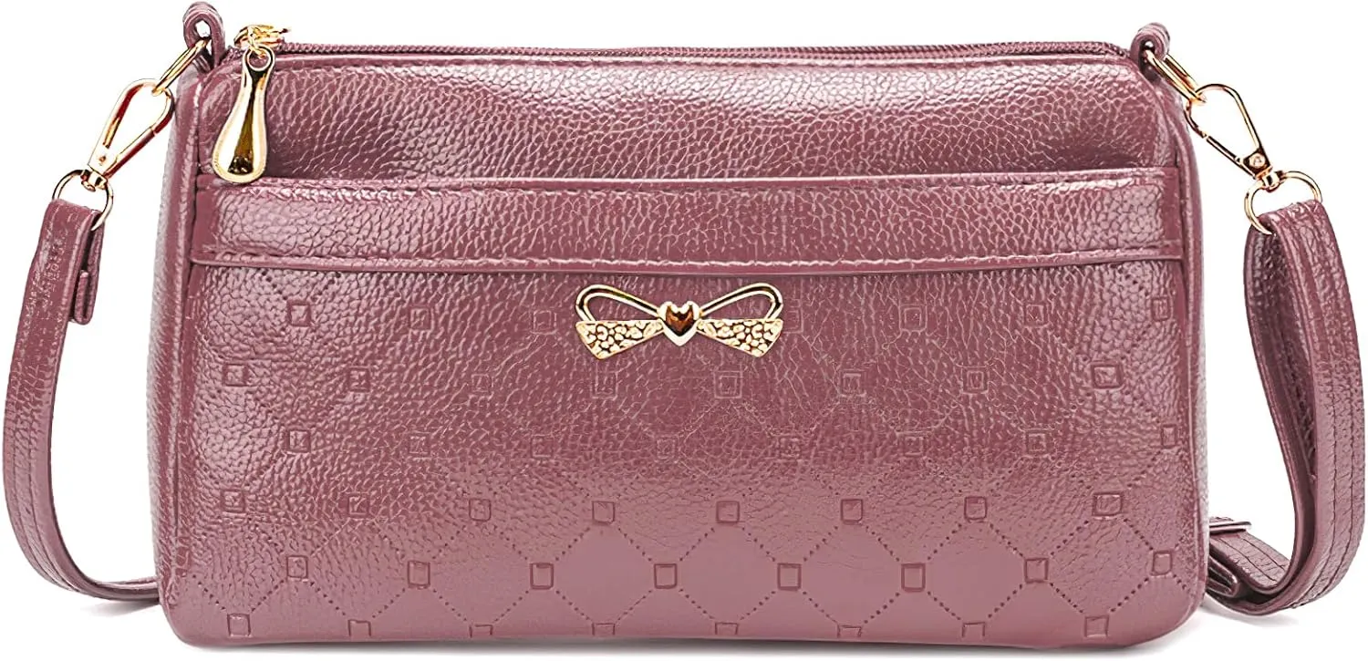 Women Small Handbags Square Leather Crossbody Bags Multi Pocket Shoulder Bag Ladies Elegant Change Purse