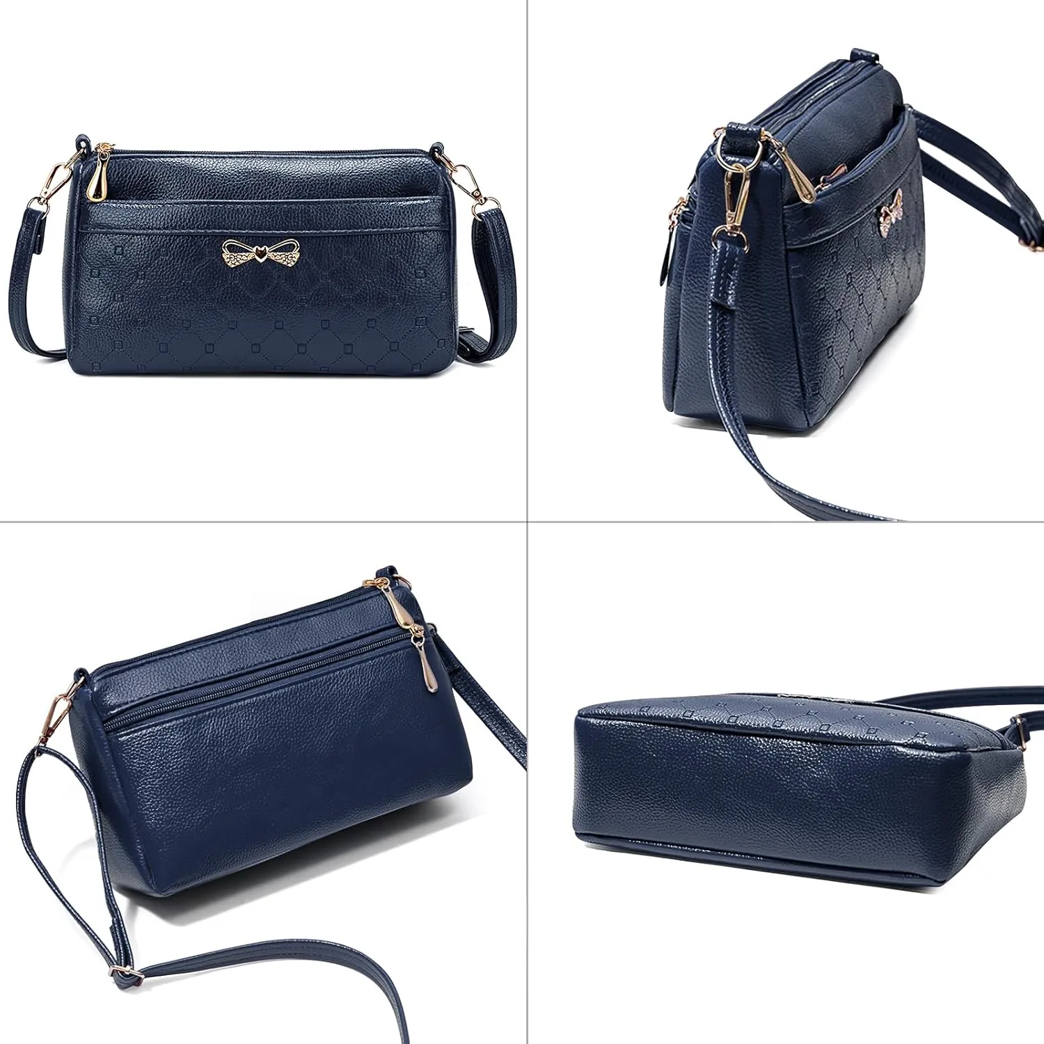 Women Small Handbags Square Leather Crossbody Bags Multi Pocket Shoulder Bag Ladies Elegant Change Purse