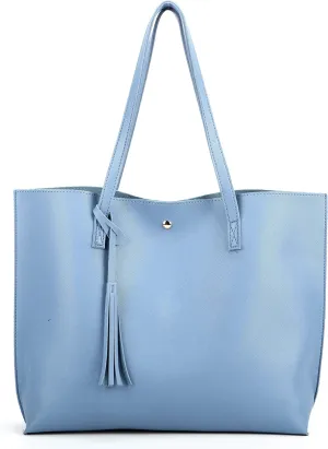 Women Tote Bags Top Handle Satchel Handbags PU Faux Leather Tote Bag with Tassel Shoulder Purse