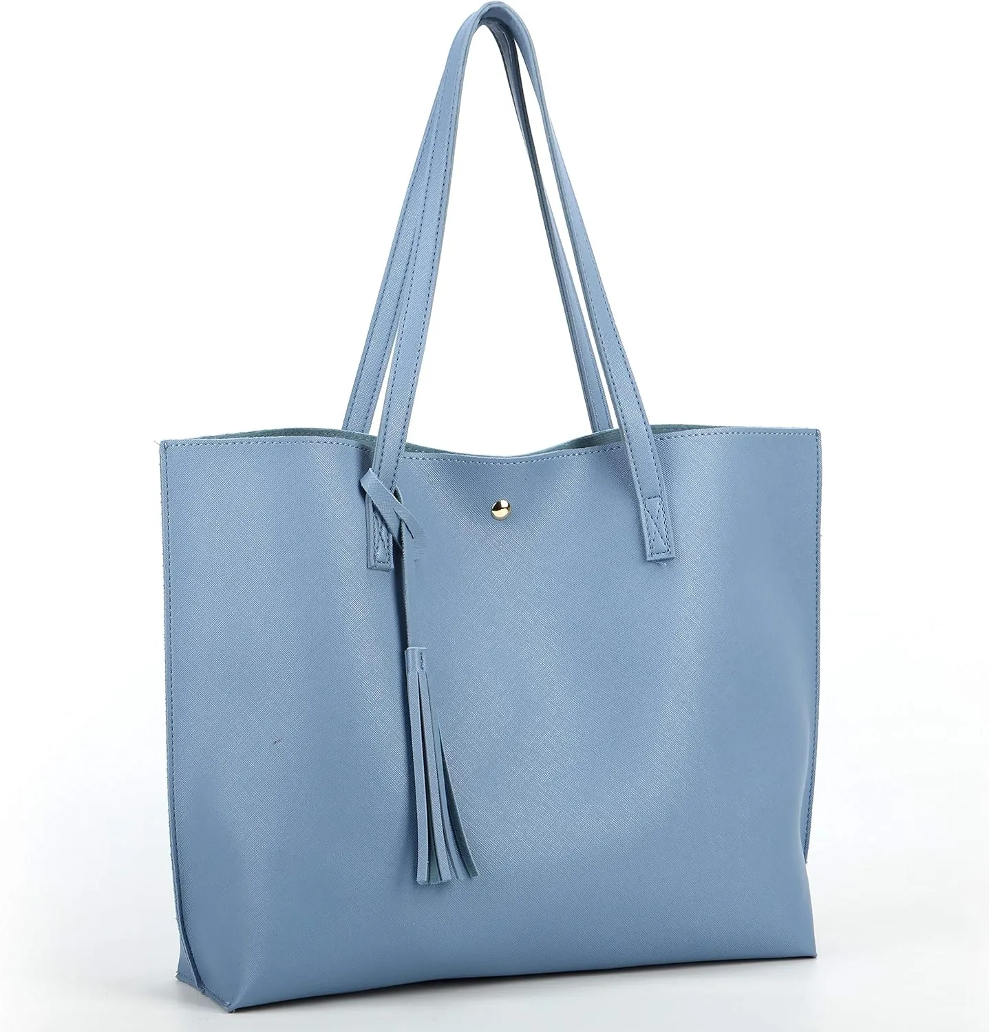 Women Tote Bags Top Handle Satchel Handbags PU Faux Leather Tote Bag with Tassel Shoulder Purse