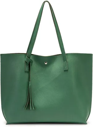 Women Tote Bags Top Handle Satchel Handbags PU Faux Leather Tote Bag with Tassel Shoulder Purse