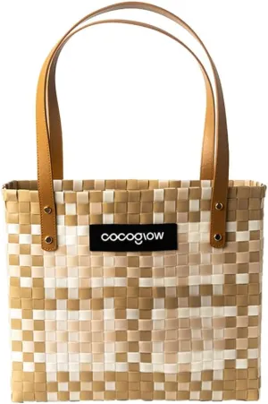 Women's Brown Woven Tote Bag, Trendy Travel-Friendly, Large