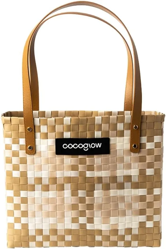 Women's Brown Woven Tote Bag, Trendy Travel-Friendly, Large