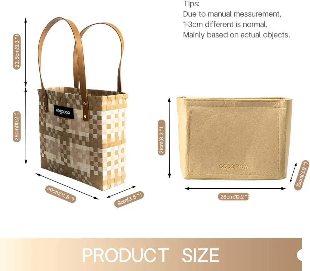 Women's Brown Woven Tote Bag, Trendy Travel-Friendly, Large