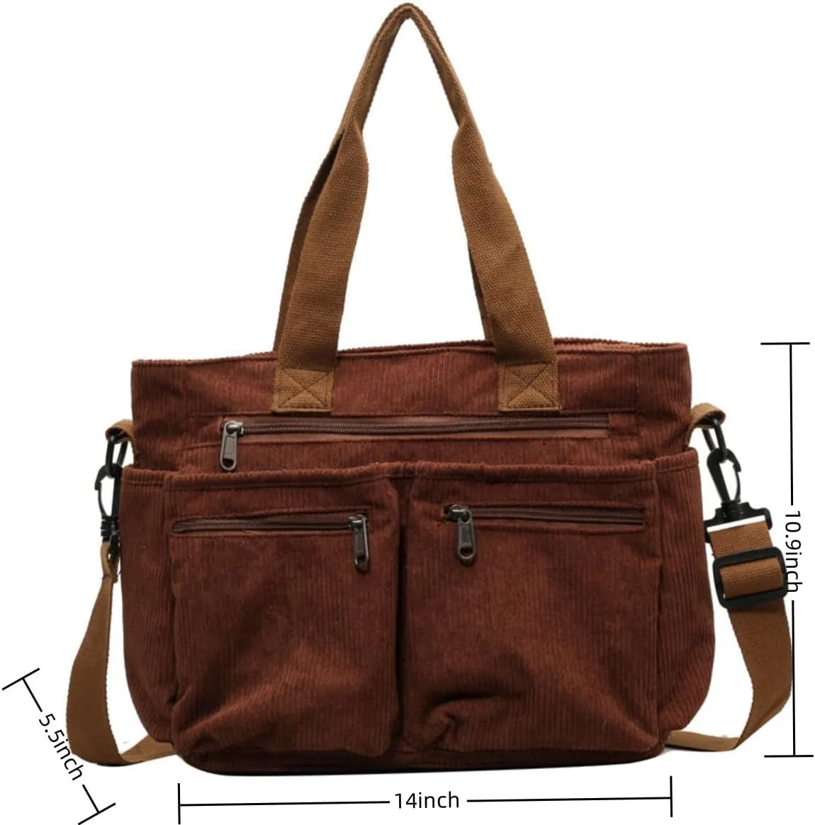 Womens Casual Corduroy Satchel Totes Handbags Large Capacity Tote Bag Purse Multiple Pockets Satchel Bag