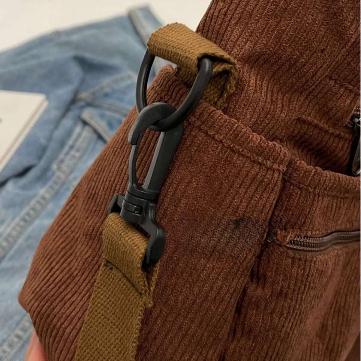 Womens Casual Corduroy Satchel Totes Handbags Large Capacity Tote Bag Purse Multiple Pockets Satchel Bag