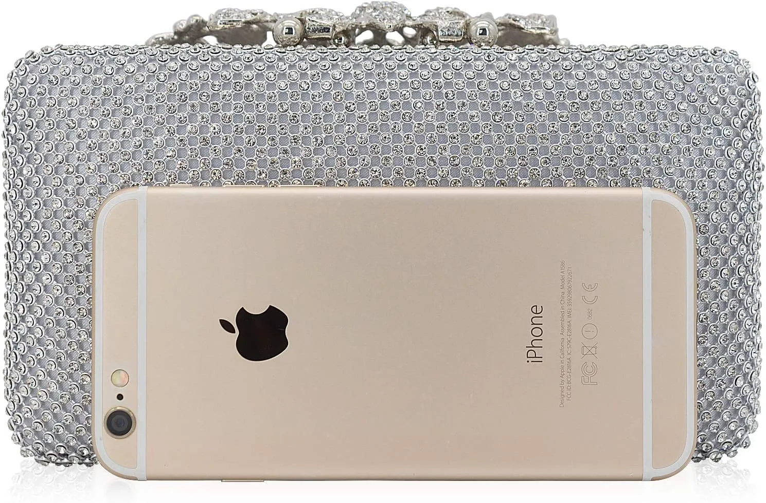 Womens Evening Bag with Flower Closure Rhinestone Crystal Clutch Purse for Wedding Party