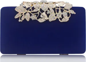 Womens Evening Bag with Flower Closure Rhinestone Crystal Clutch Purse for Wedding Party