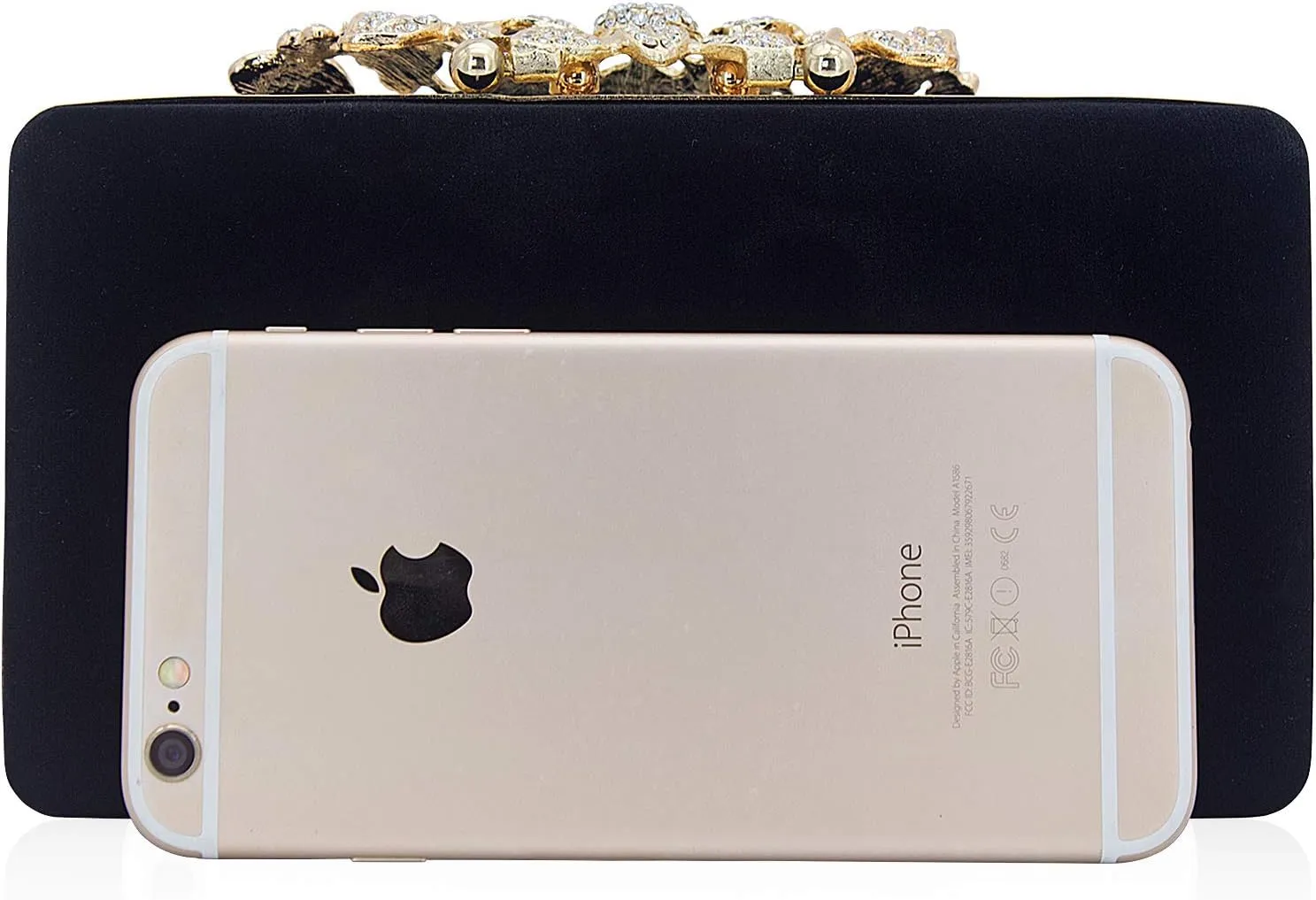 Womens Evening Bag with Flower Closure Rhinestone Crystal Clutch Purse for Wedding Party