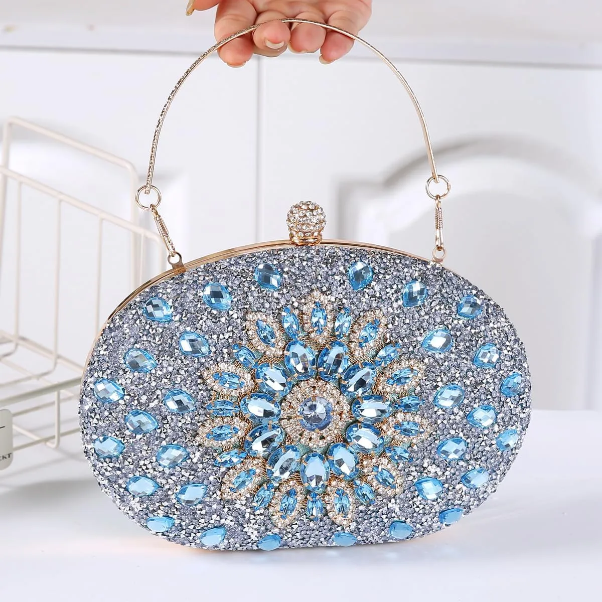 Women's Evening Bags Sparkly Rhinestone Clutch Purses Luxury Handbags