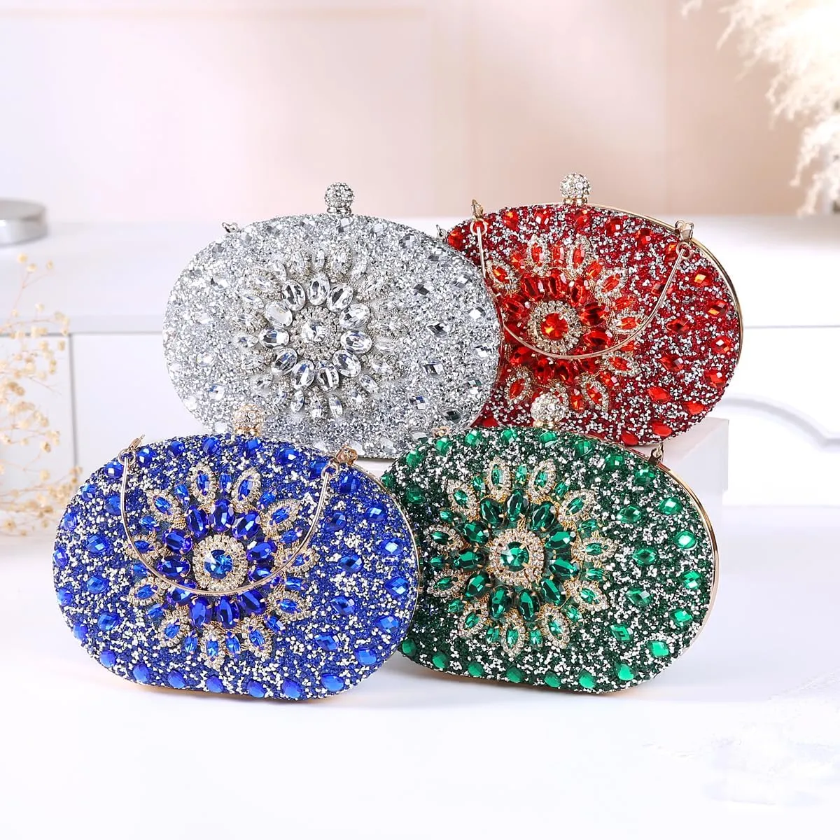 Women's Evening Bags Sparkly Rhinestone Clutch Purses Luxury Handbags
