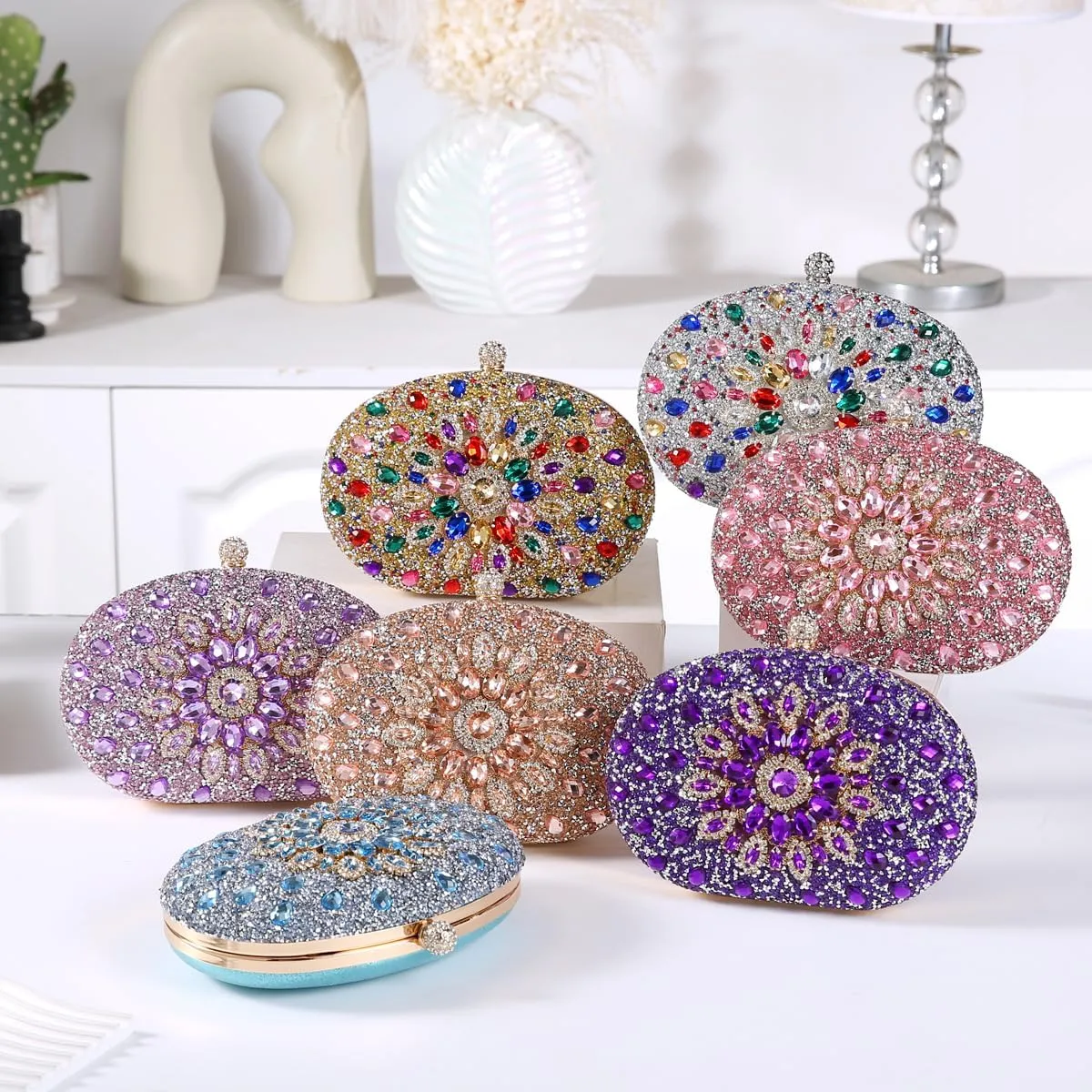 Women's Evening Bags Sparkly Rhinestone Clutch Purses Luxury Handbags