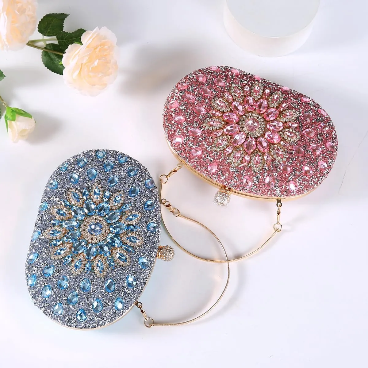 Women's Evening Bags Sparkly Rhinestone Clutch Purses Luxury Handbags