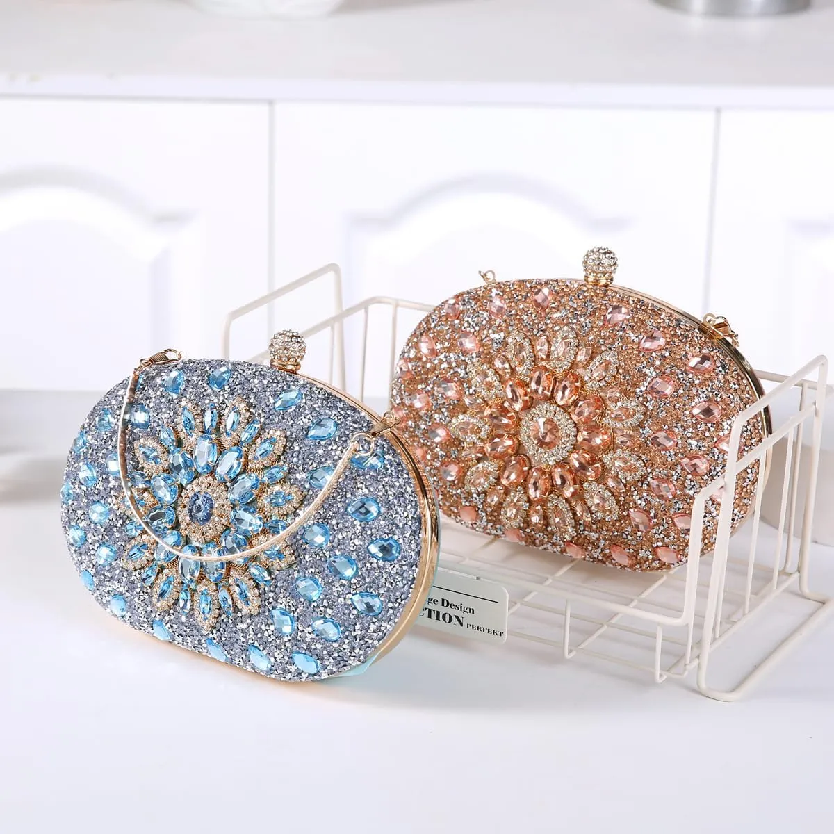 Women's Evening Bags Sparkly Rhinestone Clutch Purses Luxury Handbags