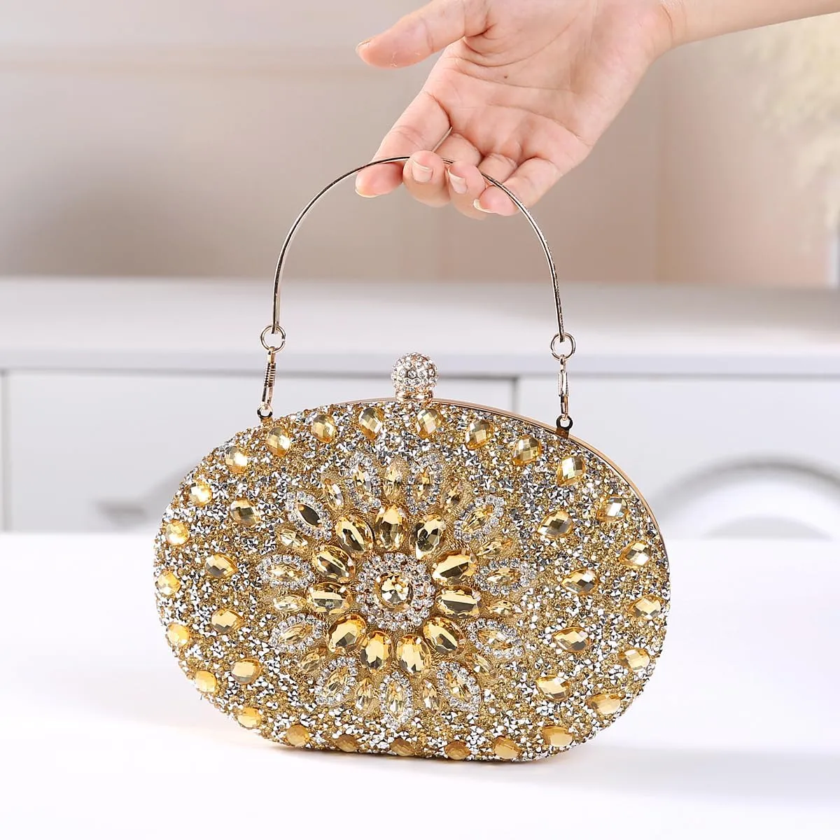 Women's Evening Bags Sparkly Rhinestone Clutch Purses Luxury Handbags