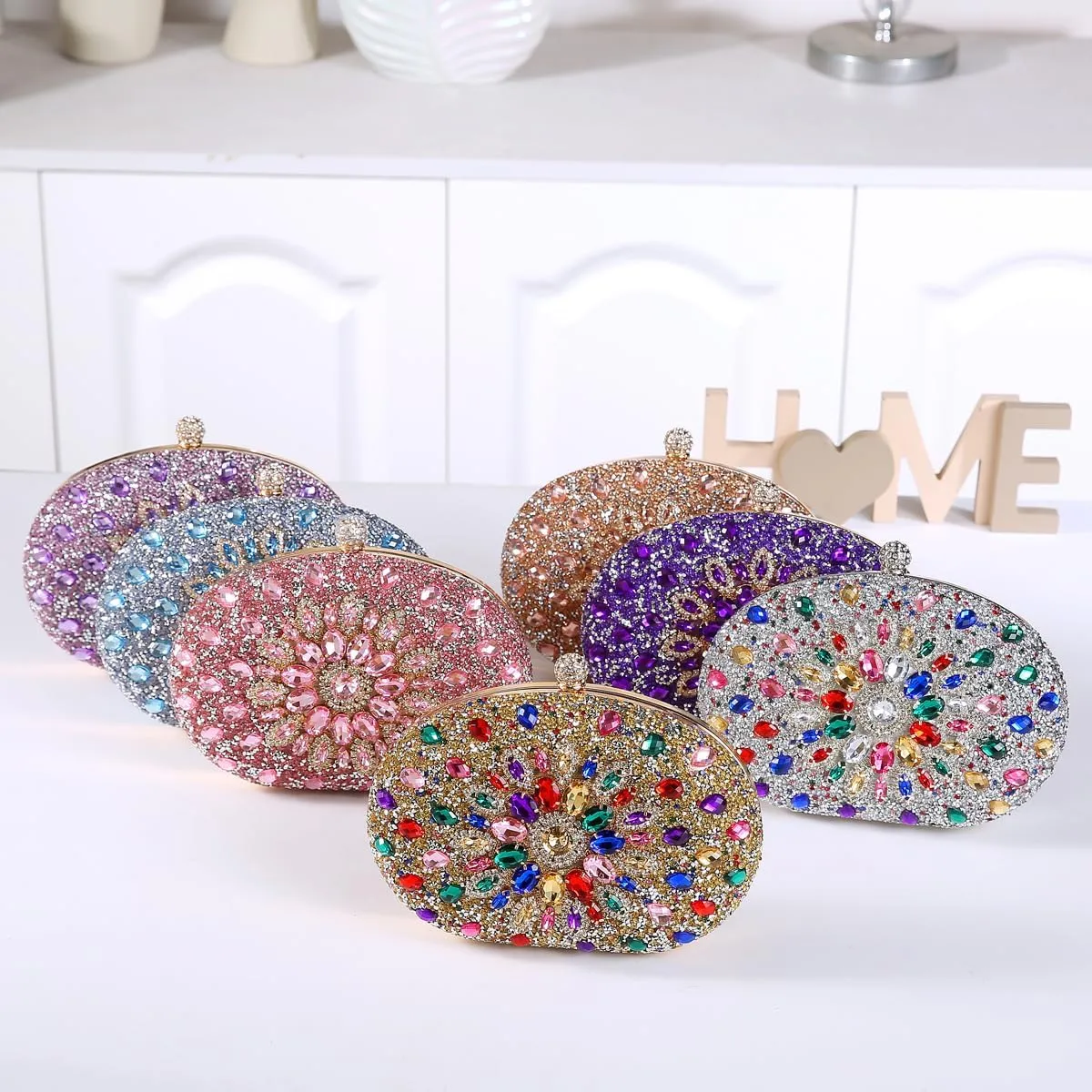 Women's Evening Bags Sparkly Rhinestone Clutch Purses Luxury Handbags