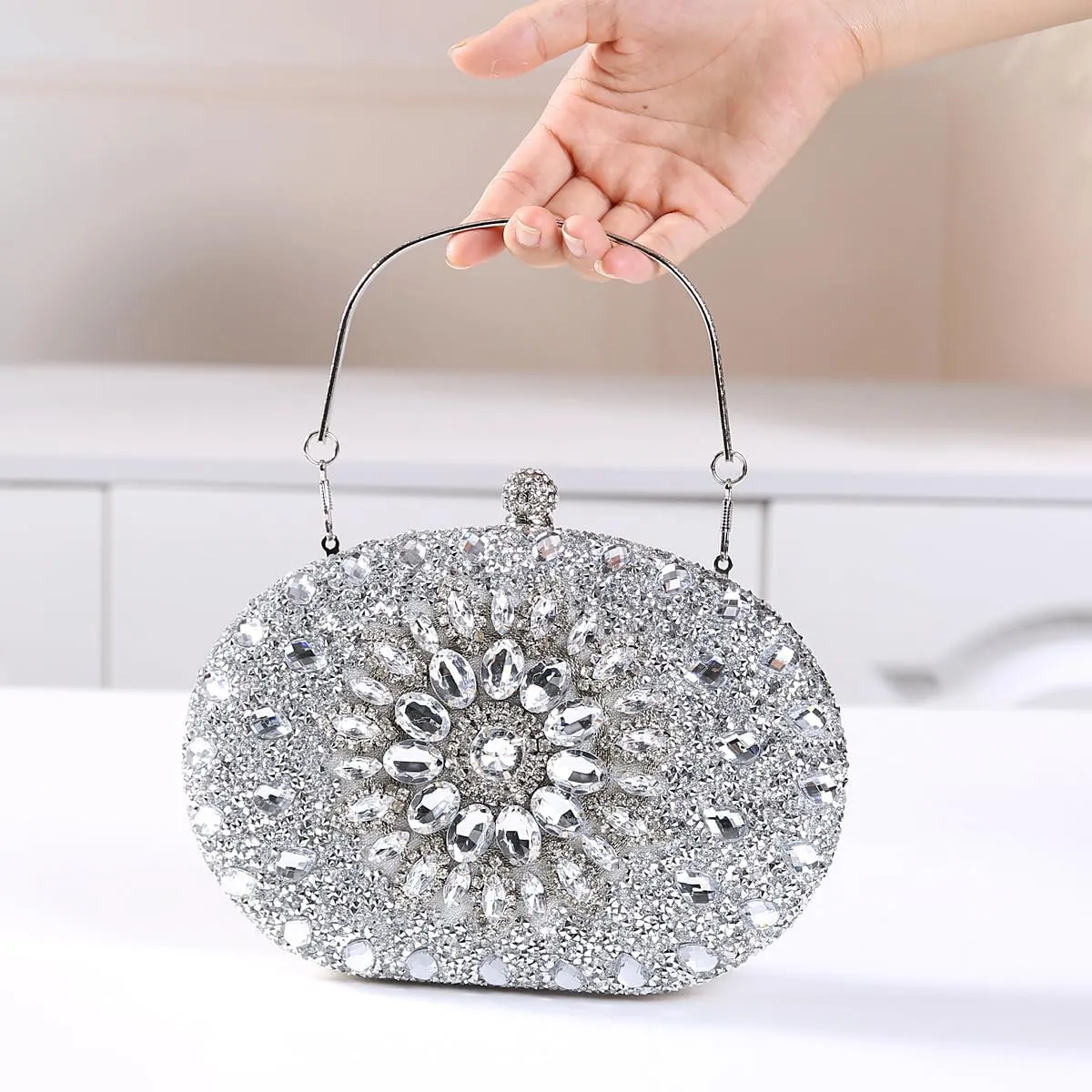 Women's Evening Bags Sparkly Rhinestone Clutch Purses Luxury Handbags