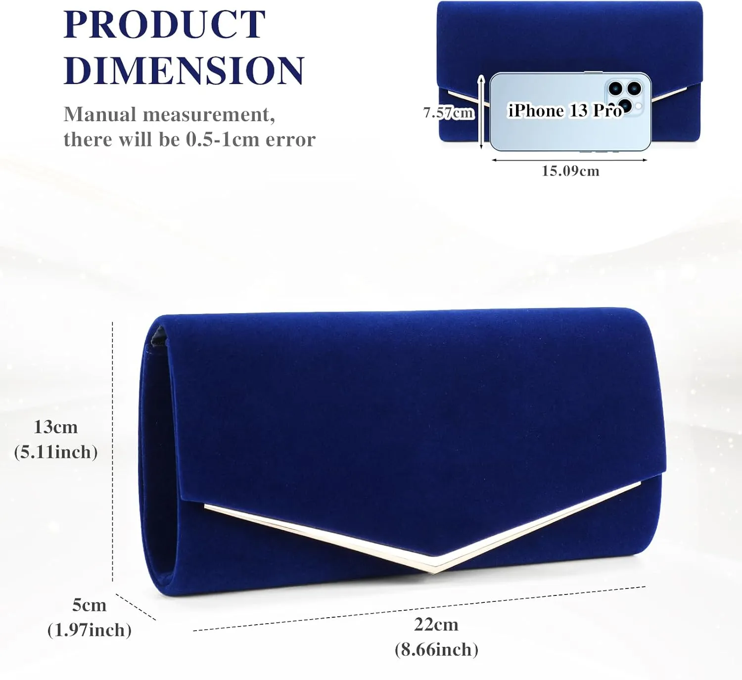 Womens Evening Clutch Bag Ladies Prom Bridal Wedding Handbag Party Purse with Detachable Chain