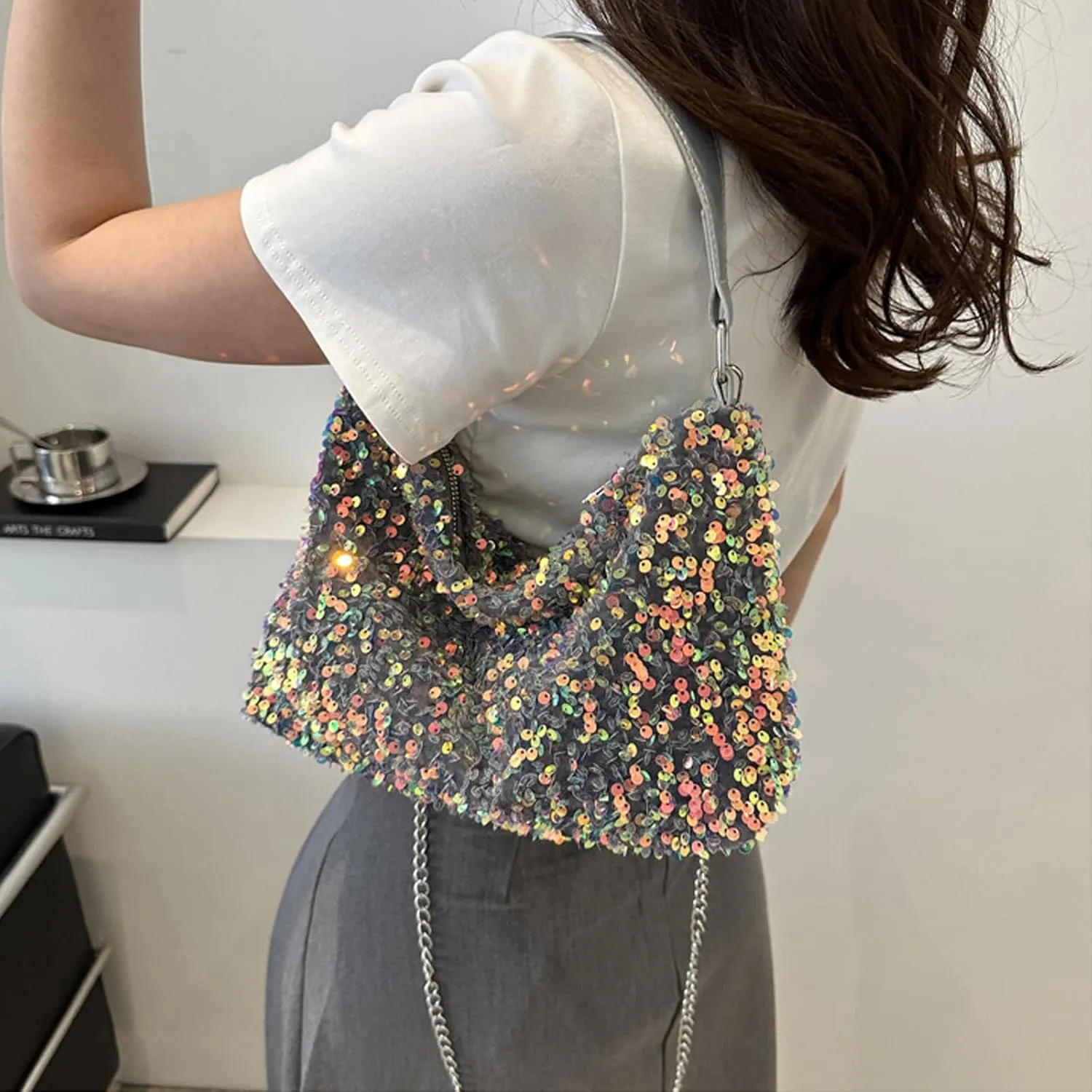 Women's Evening Handbag, Sequin Evening Crossbody Bag, Elegant Clutch Purses for Women Wedding, Prom, Cocktail Party