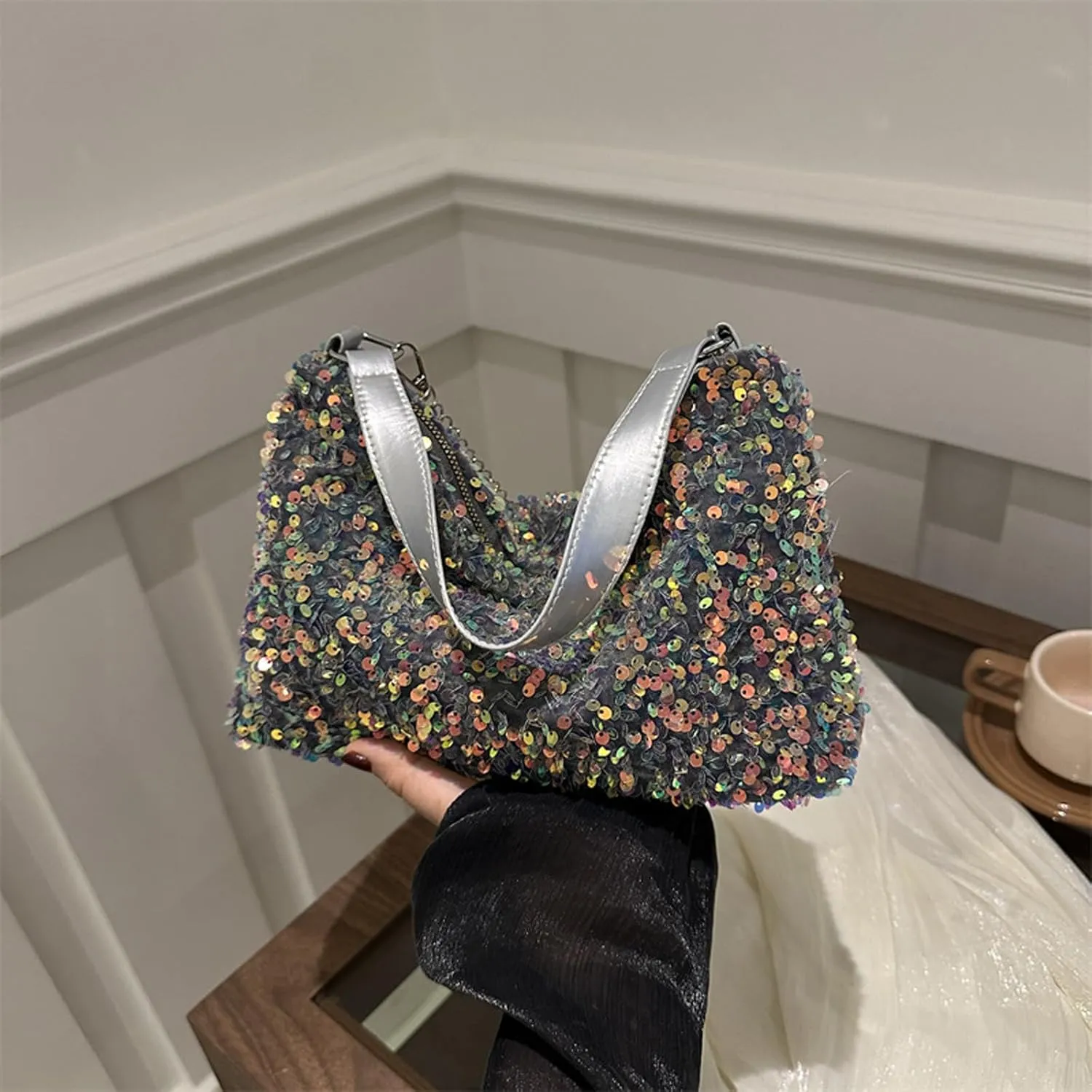 Women's Evening Handbag, Sequin Evening Crossbody Bag, Elegant Clutch Purses for Women Wedding, Prom, Cocktail Party