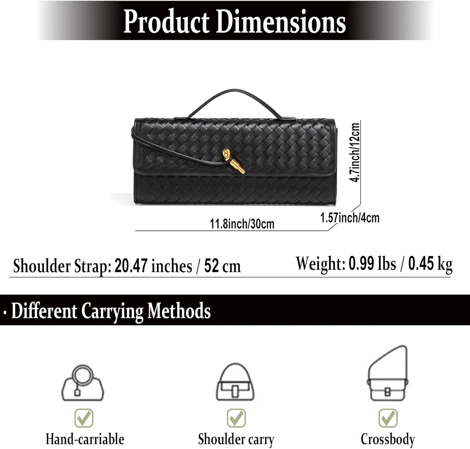 Women's for Woven Evening Bags Vegan Leather Clutch Handbags, Trendy Crossbody Bag Clutch Purses