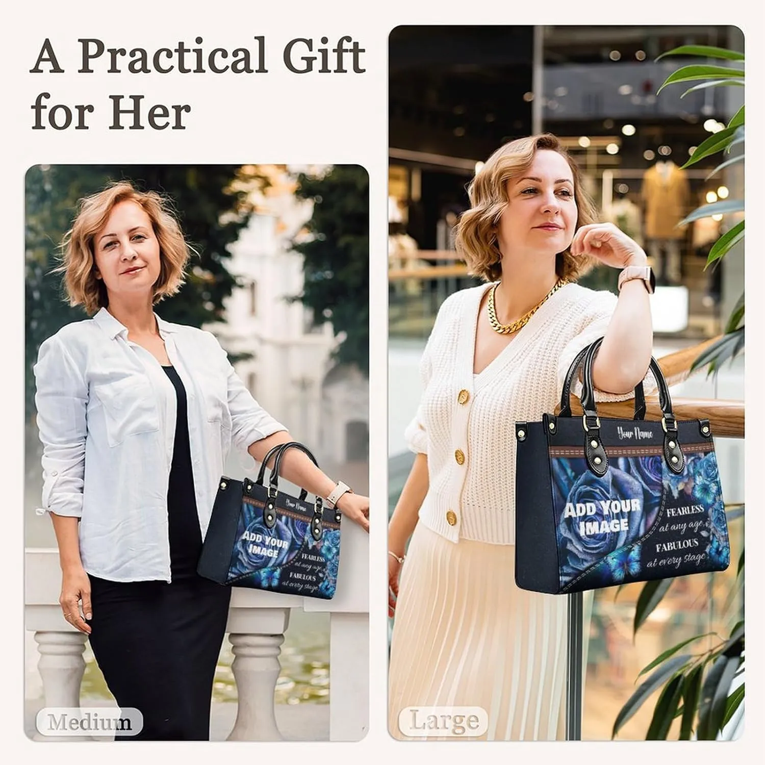 Womens Handbag - Flowers Tote Bags for Women gifts - Shoulder Purses for Shopping Daily Use - PU Leather Bag