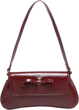 Women's Leopard Print Bow Shoulder Bag Flap Leather Purse Y2k Elegant Underarm Bag
