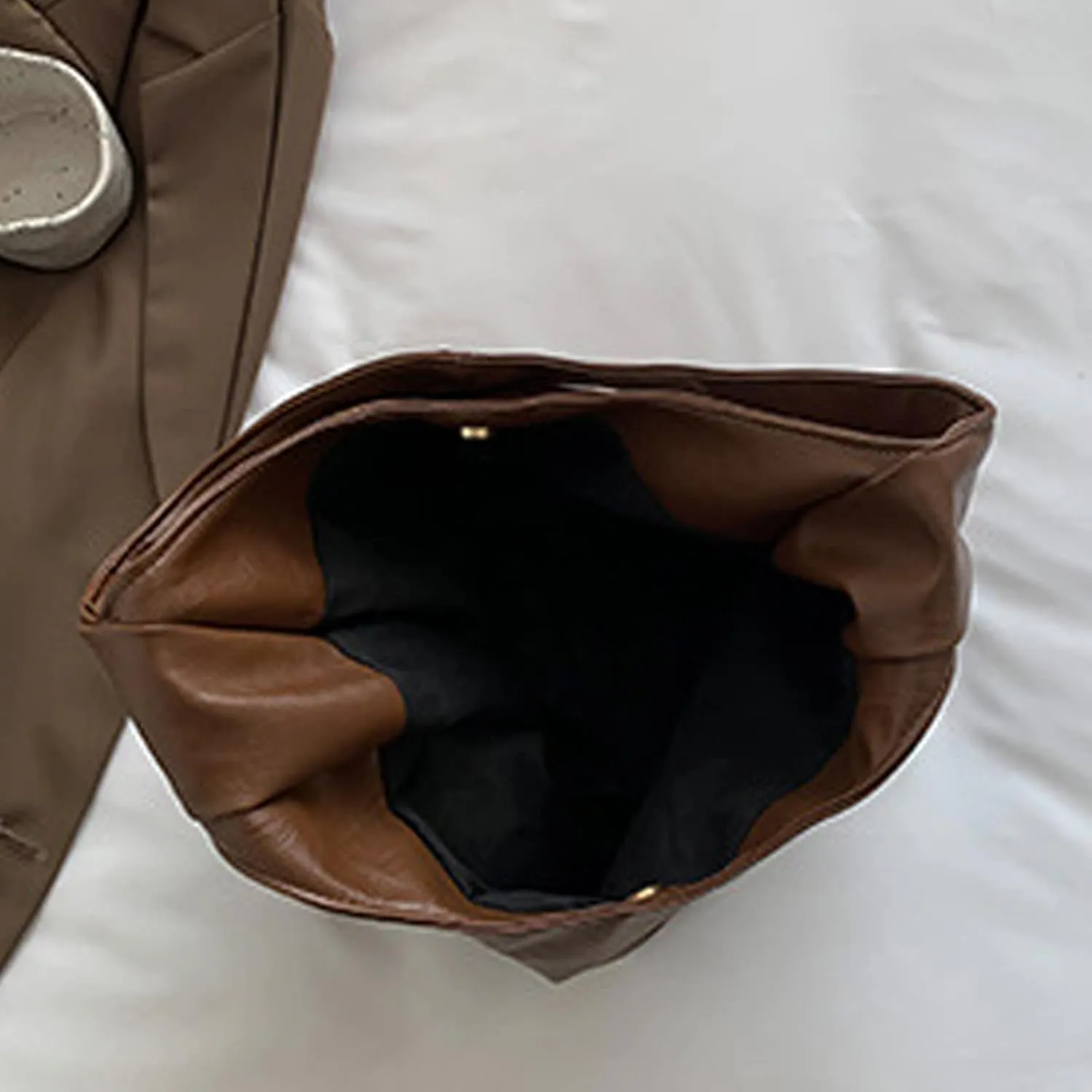 Women's Pleated Hobo Shoulder Bag Pu Leather Clutch Handbag Unisex Hobo