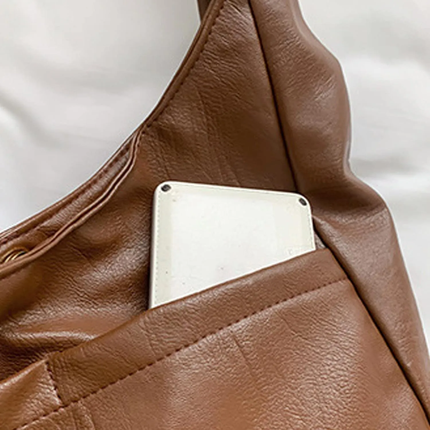 Women's Pleated Hobo Shoulder Bag Pu Leather Clutch Handbag Unisex Hobo