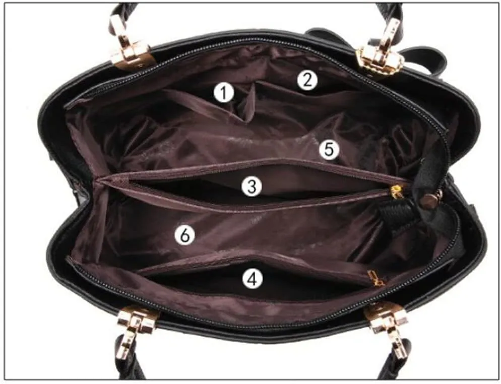 Women's PU Elegant Shoulder Bags Wild Handbags Satchel Embroidery Bee Flower Crossbody Purse