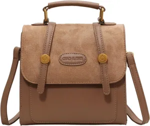 Womens Vintage Messenger Bag PU Leather Elegant Shoulder Crossbody Bag Fashion Handbag for Work Shopping Travel