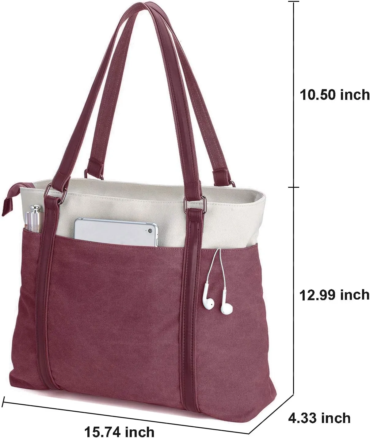 Women's Work Bag with Laptop Compartment Zipper Pockets Teacher Totes Purse