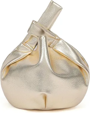 Women's Wrist Knot Tote Bag Small Soft Faux Leather Wristlet Handbags Elegant Clutch Purse for Girl