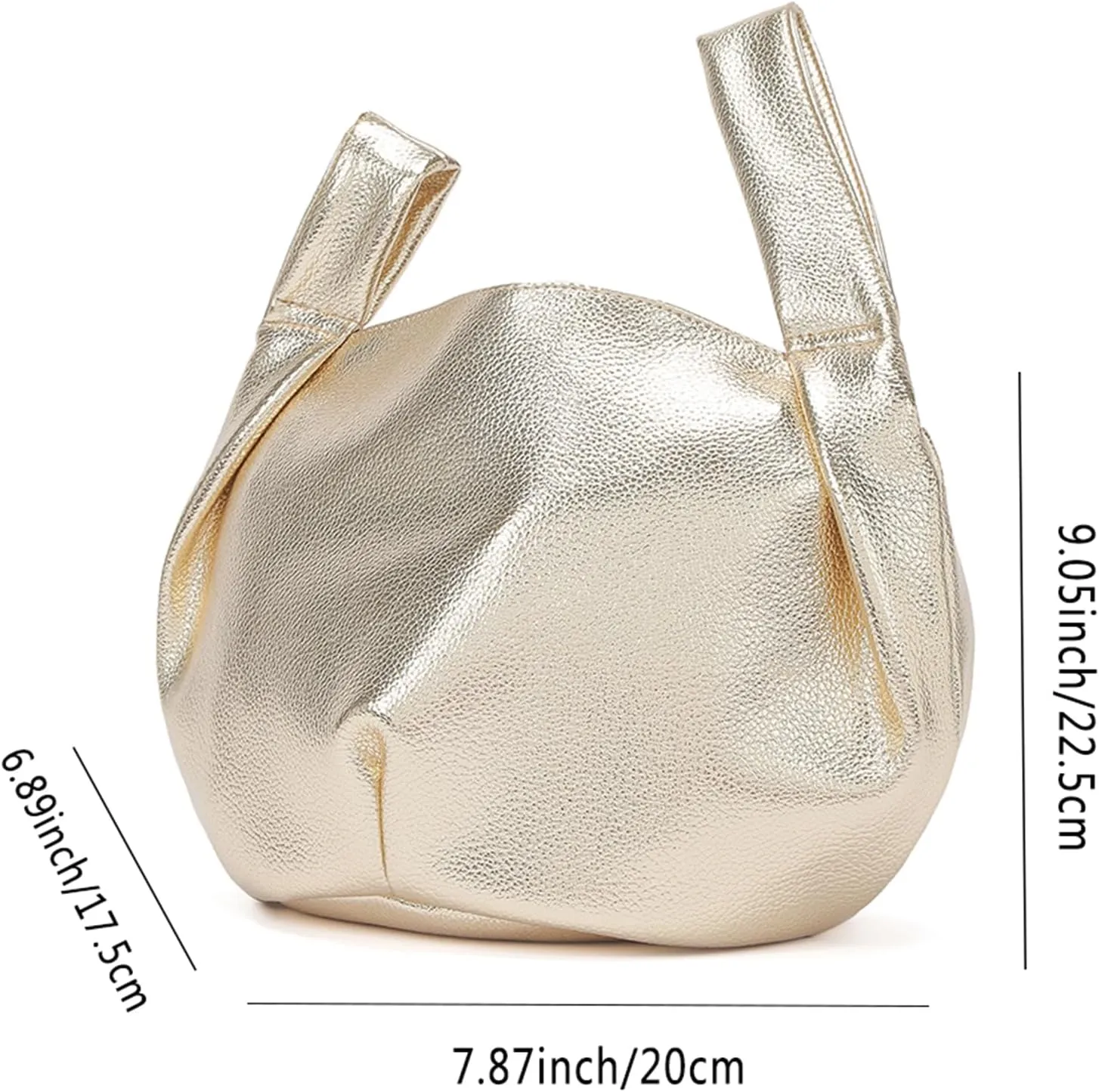 Women's Wrist Knot Tote Bag Small Soft Faux Leather Wristlet Handbags Elegant Clutch Purse for Girl